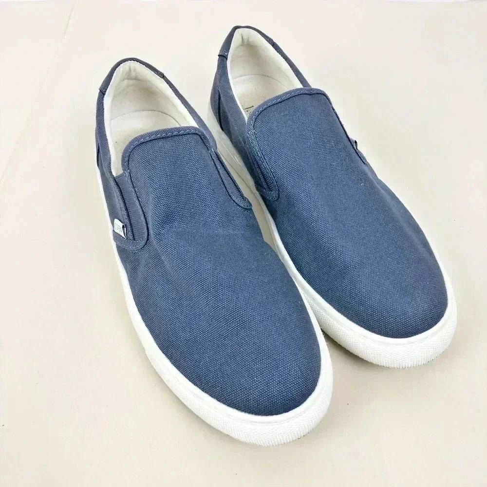 J.‎ Crew Mens Explorer Sneakers 10 Blue Canvas Slip On Low Top Streetwear - Picture 2 of 11